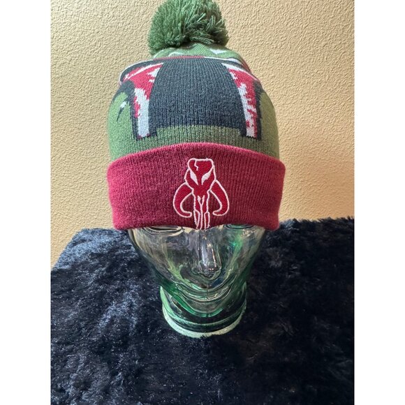 Star Wars Boba Fett Knit Pom Beanie Hat - Picture 1 of 5
